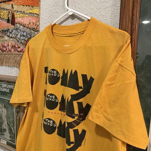 Vintage 90s RARE The Who Tommy Promo Shirt Size‎ Mens XLYellow Broadway Musical - Picture 3 of 8
